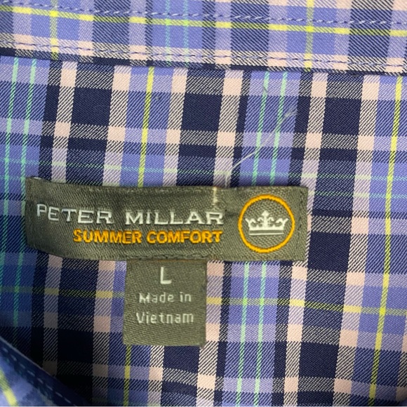 Peter Millar Summer Comfort Blue/Pink Plaid Check Long Sleeve Shirt Men's Large - Picture 3 of 8